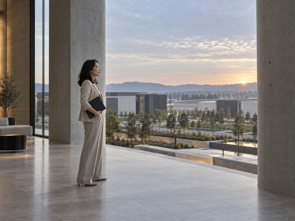 Data Center executive leadership scene, no logos, no readable text