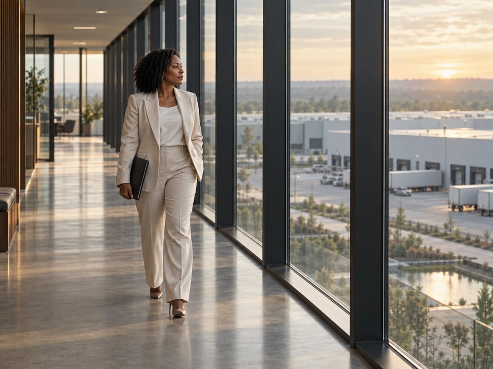 Supply Chain executive leadership scene, no logos, no readable text